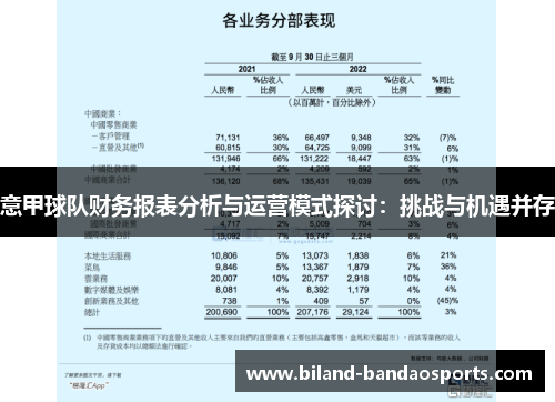 意甲球队财务报表分析与运营模式探讨：挑战与机遇并存